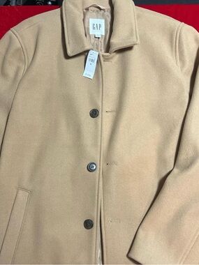 GAP Camel Wool-Blend Single-Breasted Pea Coat